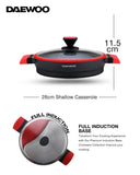 Granite Shallow Pot With Lid 28 Cm - Black & Red