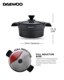 Granite Casserole Pot 24 cm - Black & Grey