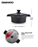 Granite Casserole Pot With Lid 28 cm - Black & Grey