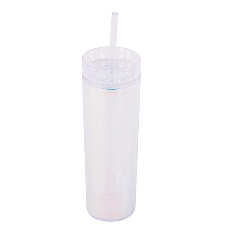 Drinking Glass with Straw - Pink