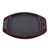 Iron dish with wood base