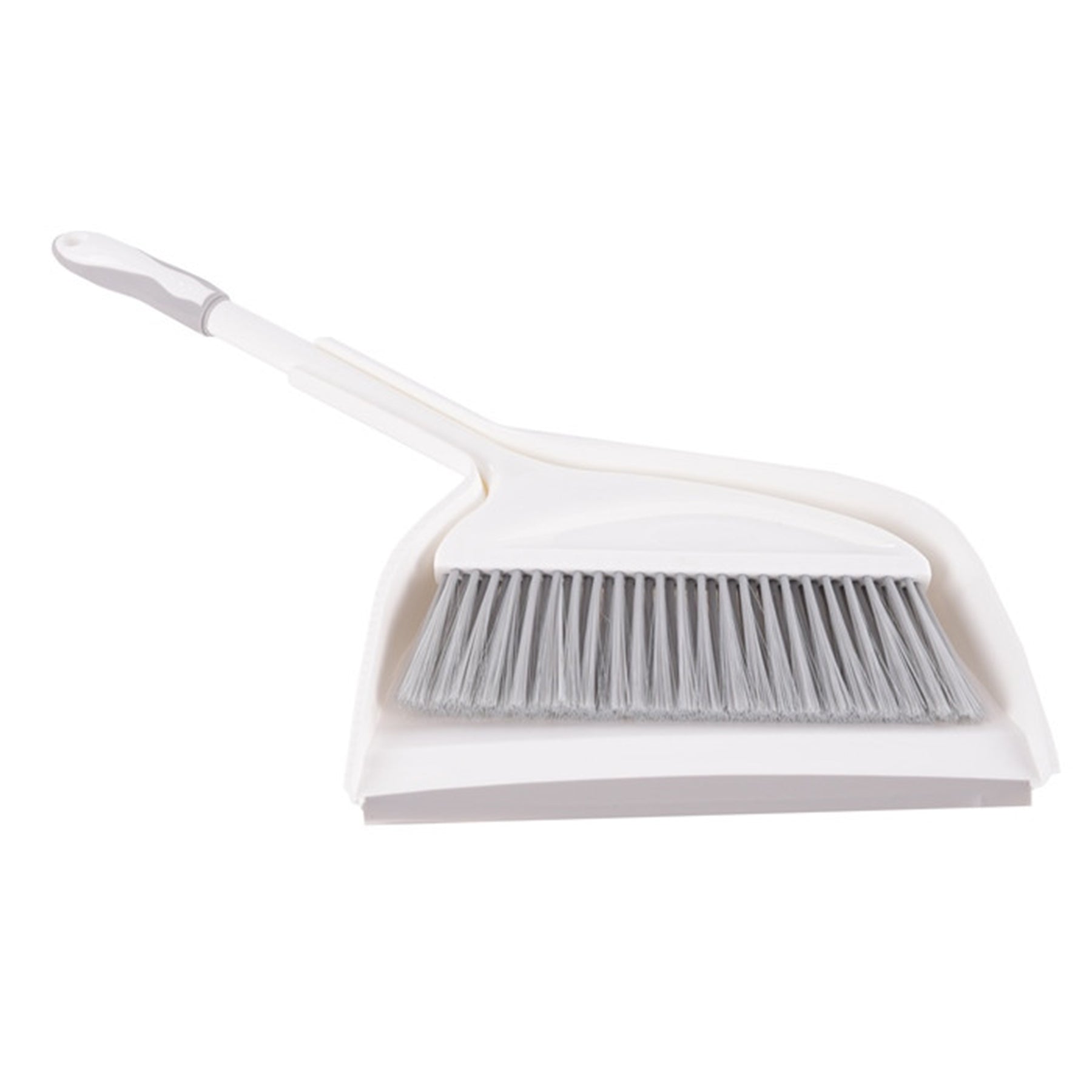 Dustpan with Cleaning Brush - White & Light Grey Color
