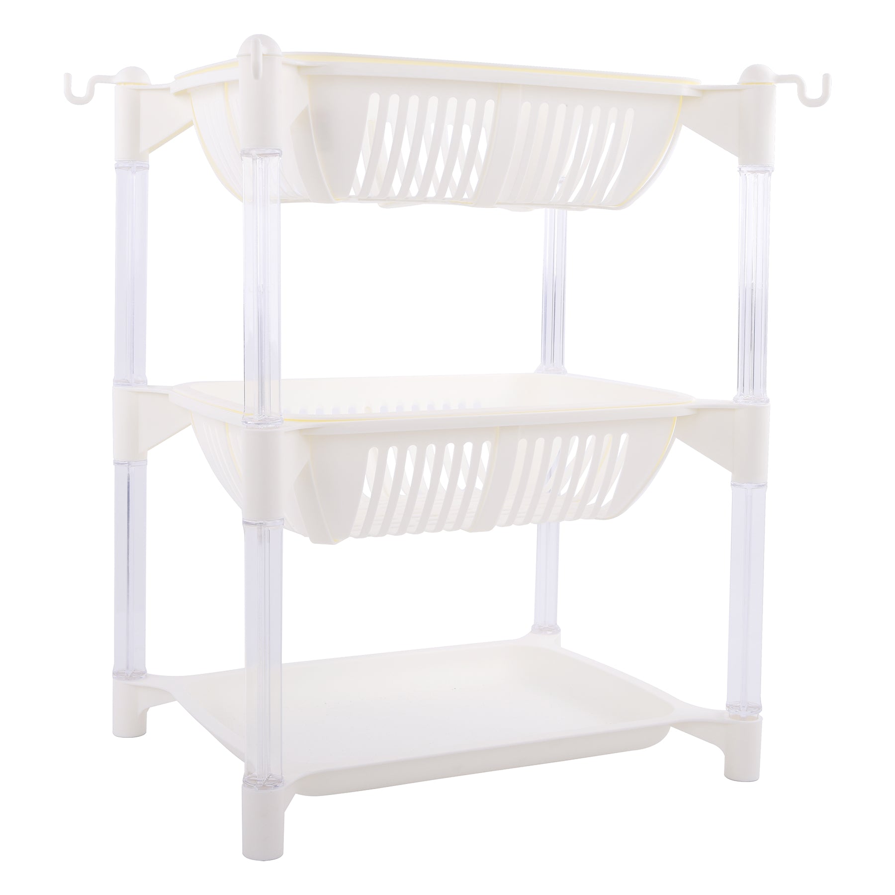 2 Tier plastic storage basket , White color.
