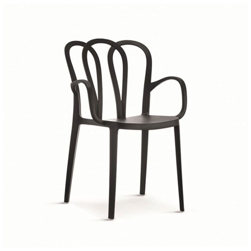 Plastic Arm Comfortable Chair Flower Design - Black