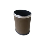 Metal Dustbin Oval Rattan Design 19X25X27Cm - Brown