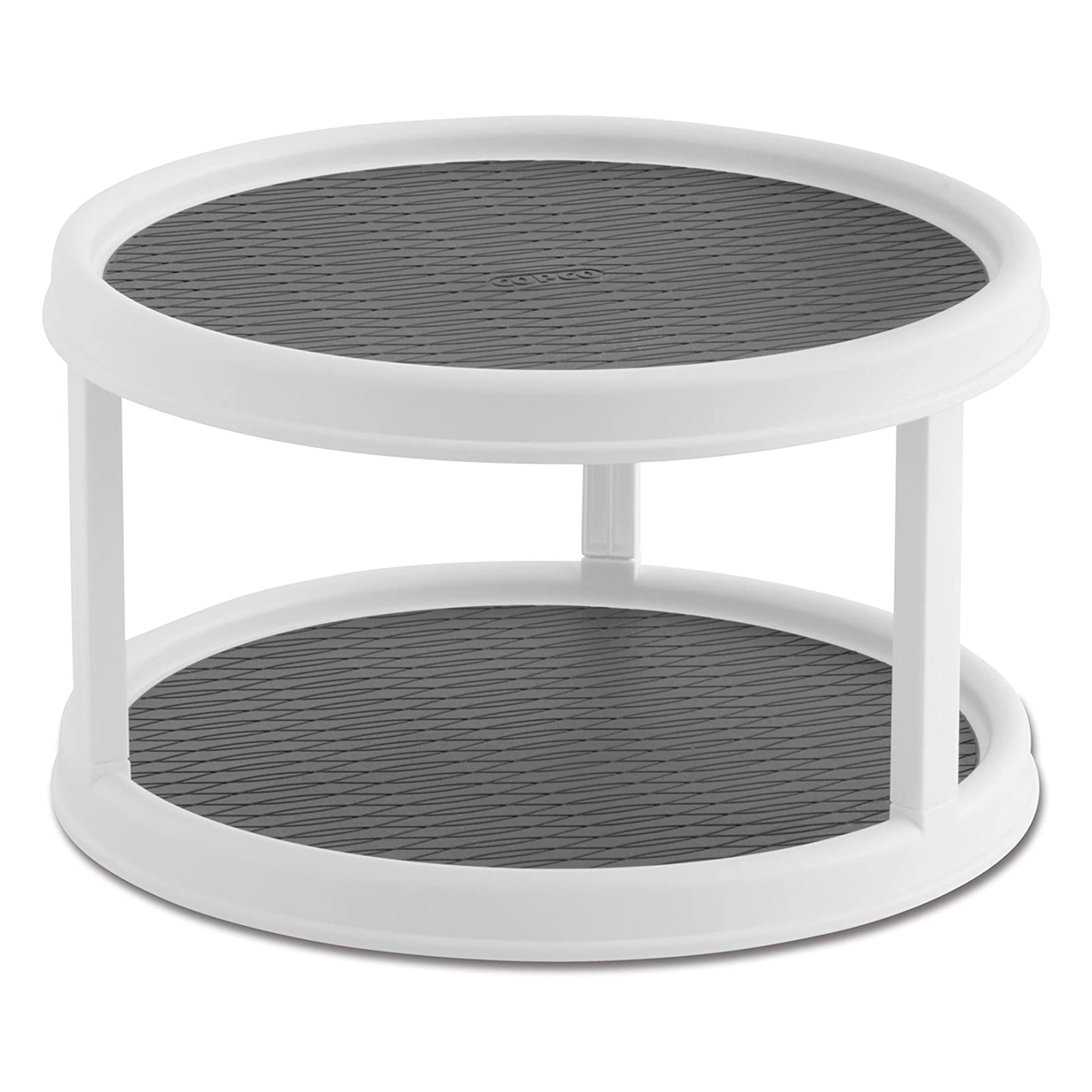 2-Tier round storage rack - White & Grey Color