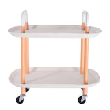 2 Layer Storage Rack With Wheels - White Color