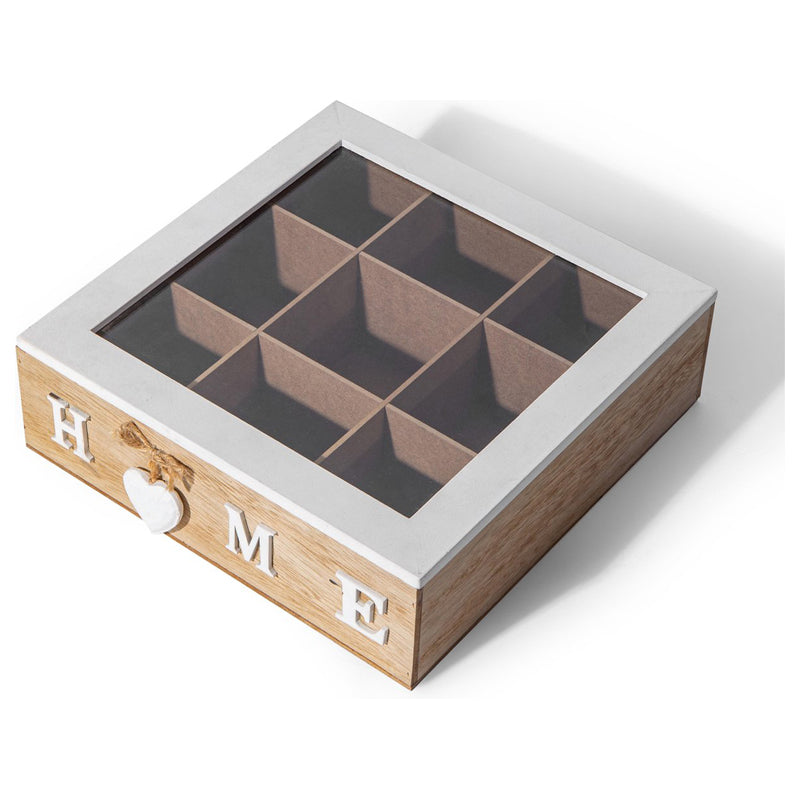 Home Tea Box 9 Compartments-Beige