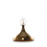 Iron Fruit Plate W/Led Glass Star Large-Gold