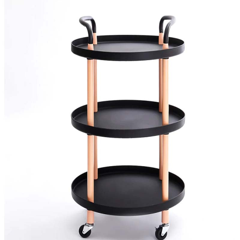 3 Layer Round Storage Rack With Wheel - Black