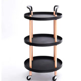 3 Layer Round Storage Rack With Wheel - Black