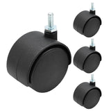 مجموعة عجلات دوارة مكونة من 4 قطع - أسود