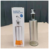 Glass Oil Bottle 500Ml-Silver