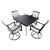 Luxury Garden Seating Set With Metal Frame And Square Table - Grey