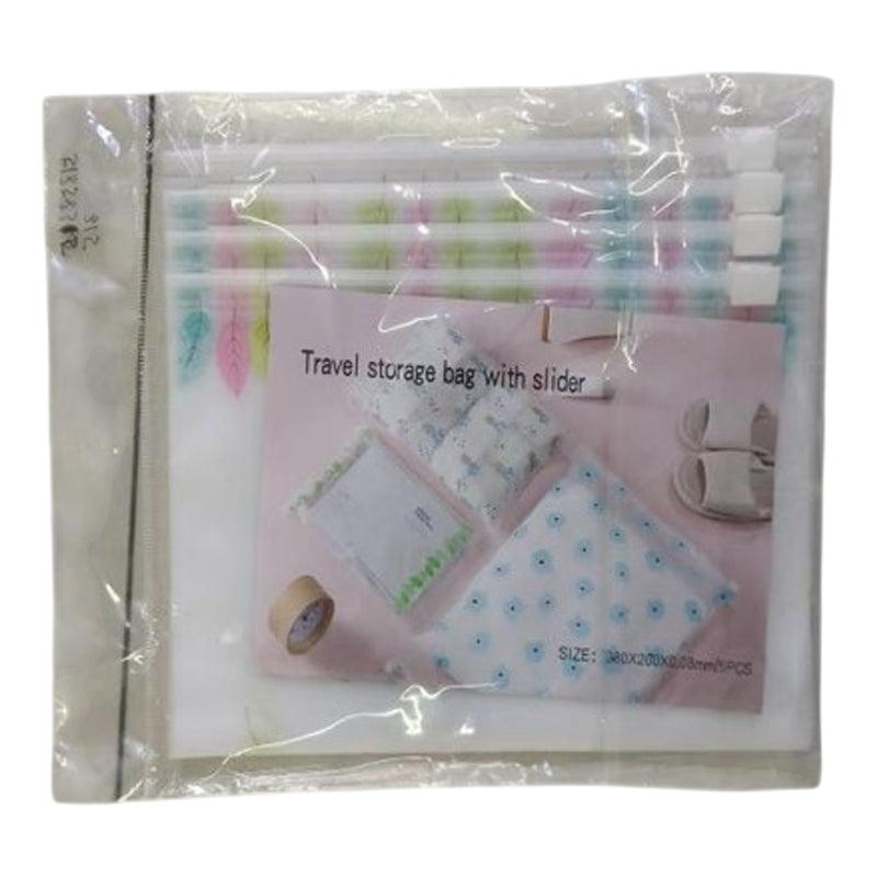 5Pc Travel Storage Bag With Slider 280*200*0.08Mm - Multicolor