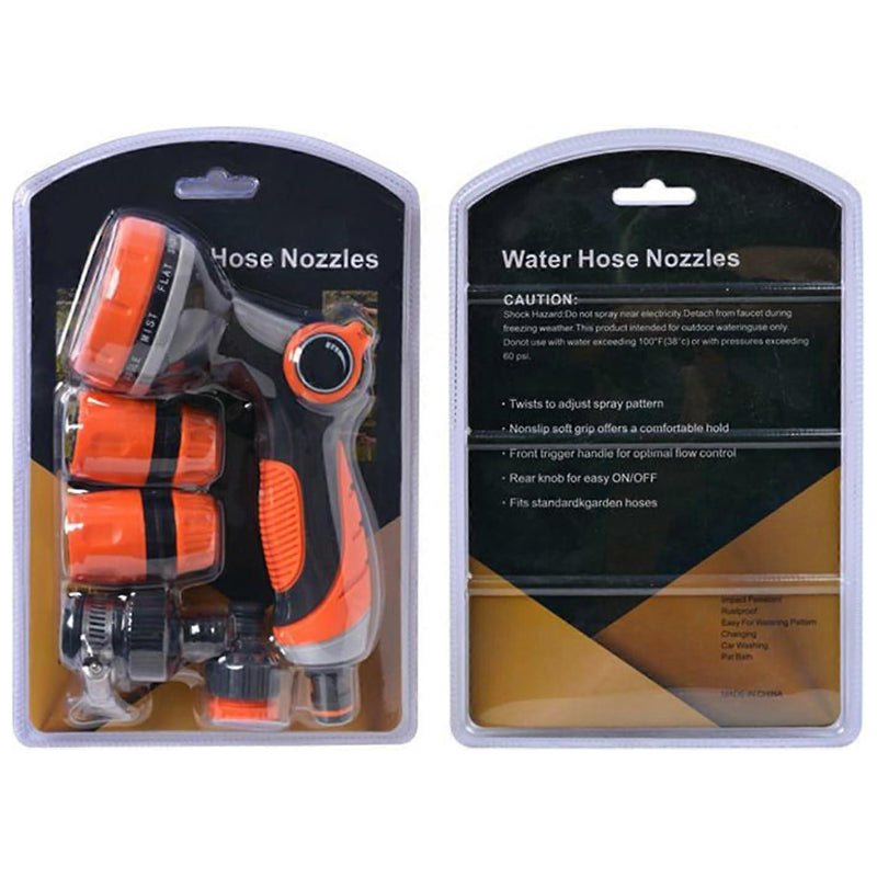 5Pc High Pressure Water Spraying Gun Black 1/2"Inch- Black-Orange