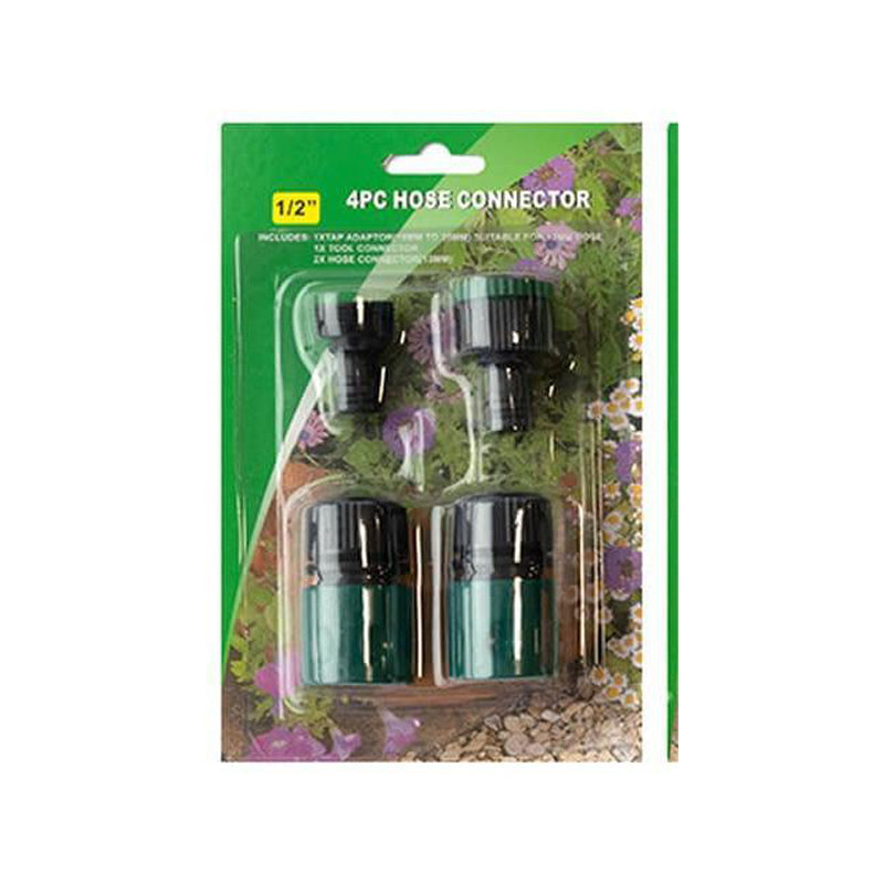 4Pc Hose Connector Set 1/2" - Green