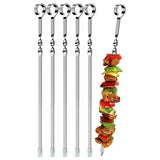 Barbecue Skewers – 6 Pieces, 35 × 0.7 Cm - Silver