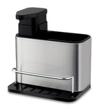 Stainless Steel Cutlery Holder With Soap Dispenser-Silver