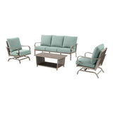 4Pc Aluminum Sofa Set With Cushion (3 Seater 1 +2 Seater + Table)