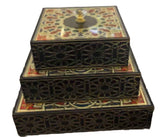 3-Piece Plastic Storage Box Square Set-Multicolor