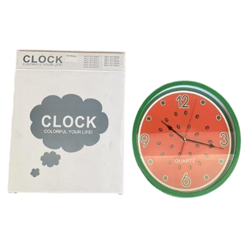 Round Wall Clock-Watermelon Design-30Cm-Green-Pink