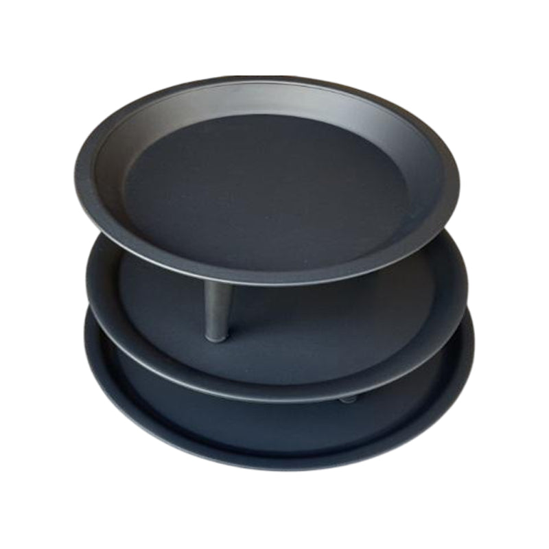 3Pc Plastic Round Stackable Serving Tray-29.5/36/43Cm-Black