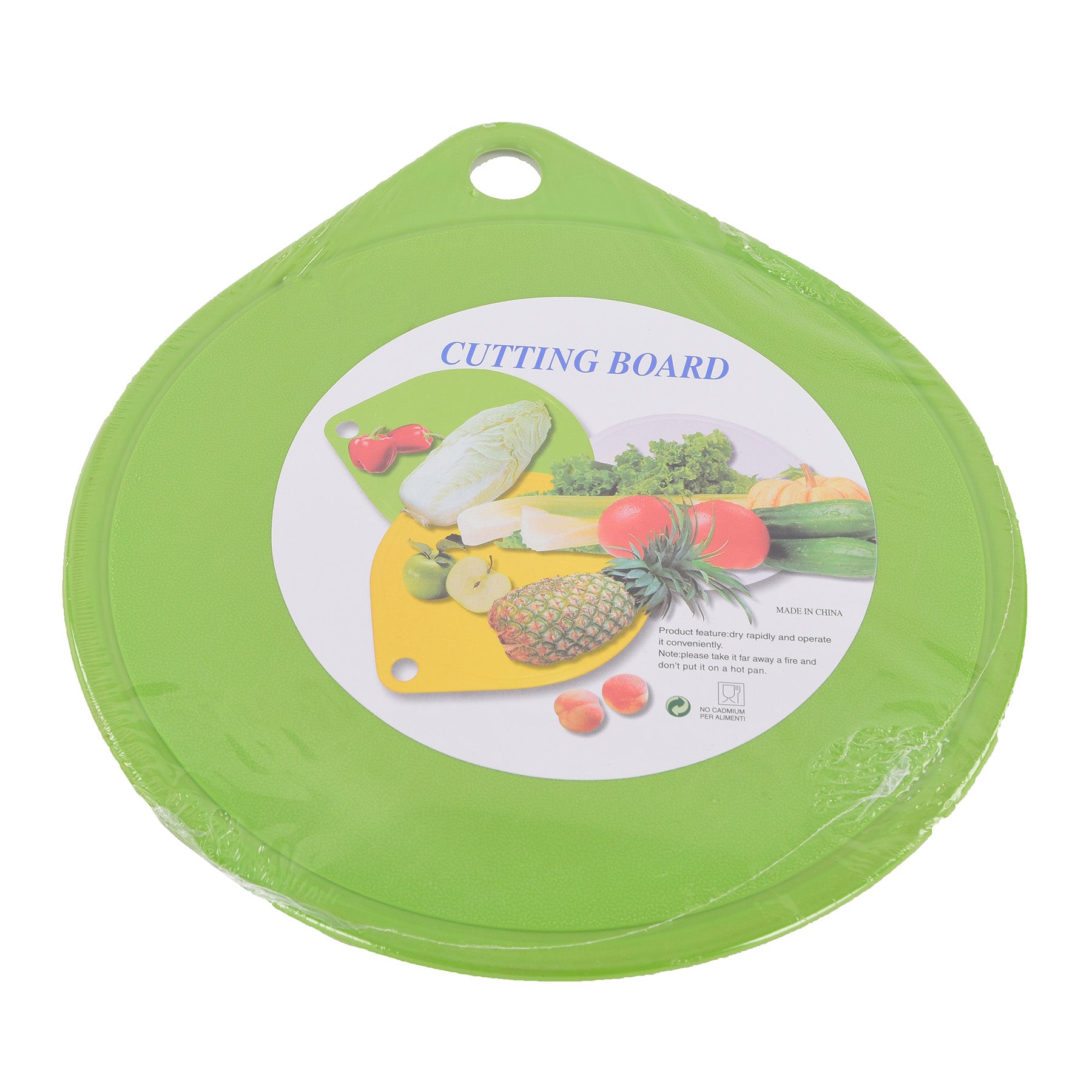 Plastic Round Cutting Board, Green Color