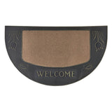 Half Moon Welcome Doormat With Flower 45X75Cm - Black&Brown