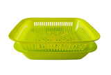 3-Piece Rectangular Strainer Tray Set With Lid-Green
