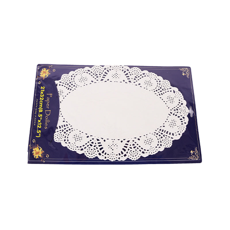 12Pc Paper Doilies Oval Shape 21Cmx32Cm