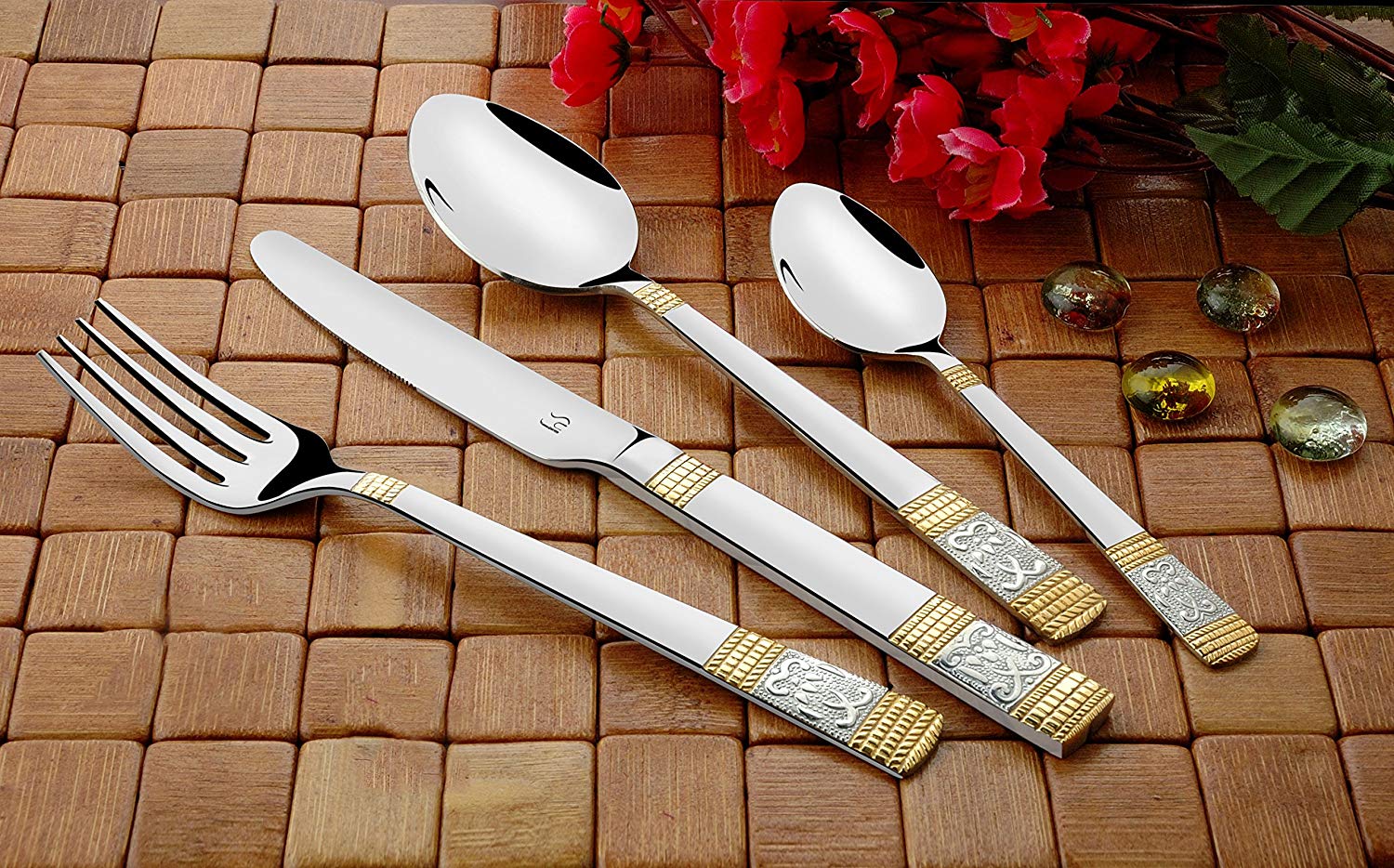 Dinner Spoon 6 PCS Set - Silver & Gold