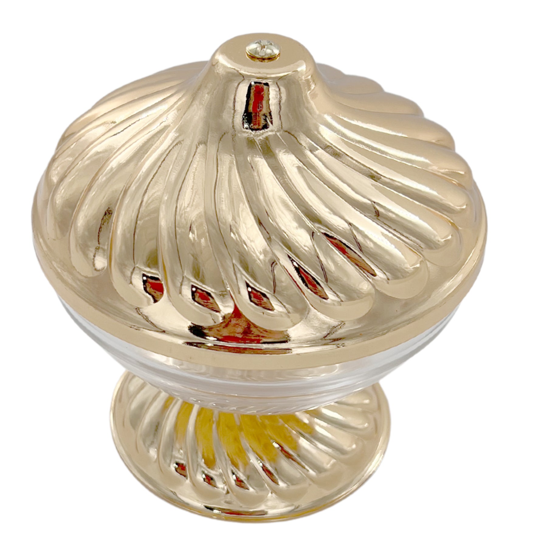 Date Bowl With Glass Cover Gold
