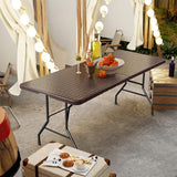 Folding Table With Rattan Design