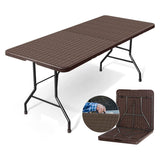 Folding Table With Rattan Design