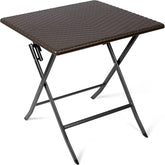 Folding Square Rattan Table - Brown
