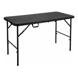 Folding Foldable Table -Rattan Design-Black 120X60X74Cm