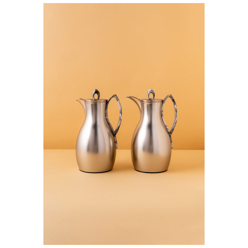 Waba Anwaar Flask Set 2 Pcs 1 L Matt Silver / Marble Handle