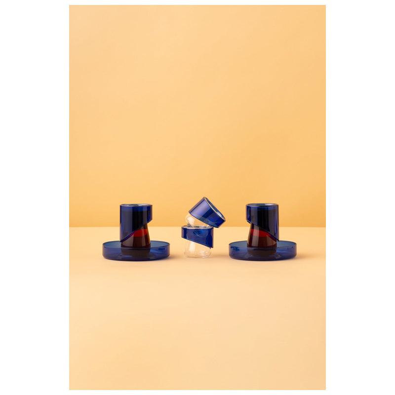 Waba Tea And Coffee Double Wall Set 18 Pieces-Blue
