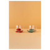 Waba Hl1 Coffee Cups Double Set 2 Pieces-Red&Green