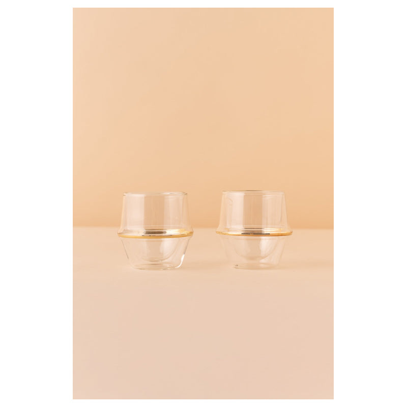 Waba Hl4 Coffee Cups Set Double 2 Pieces-Gold