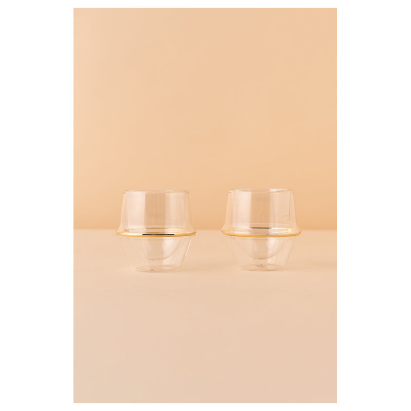 Waba Hl5 Coffee Cups Set Double 2 Pieces-Gold