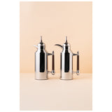 Waba Amjaad Flask Set 2 Pcs 1L-Shiny Silver / Wooden Handle