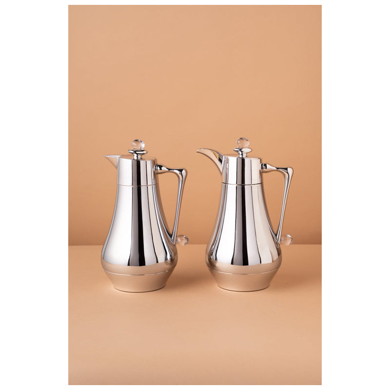 Waba Mubhera Flask Set 2 Pcs 1L-Shiny Silver / Transparent