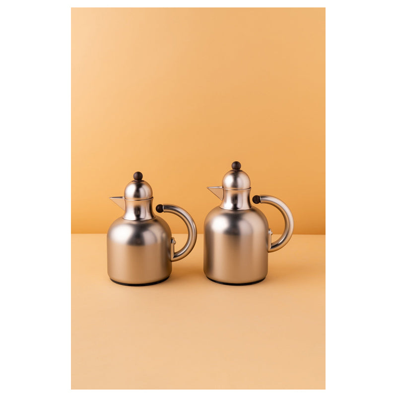 Waba Azoob Flask Set 2 Pcs 0.95/0.6 Ml-Matt Silver / Wooden