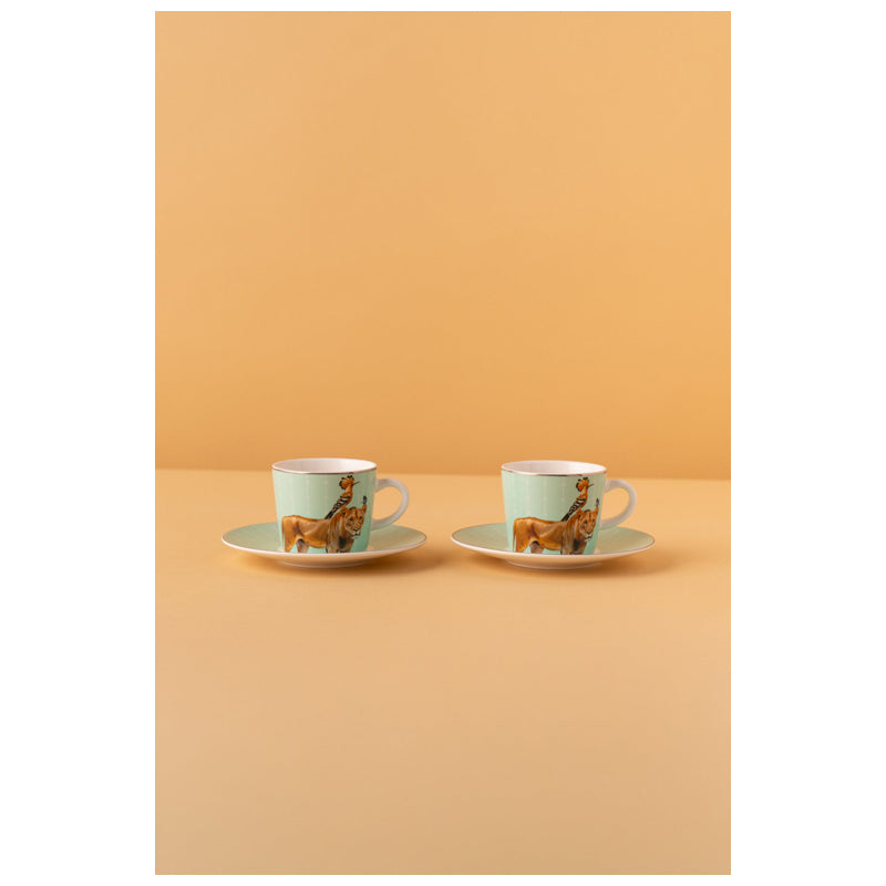 Waba B5 Ceramic Mug 2 Pcs With Base-Light Green
