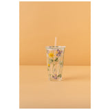 Waba B30 Glass Mug With Lid + Straw-Multicolor