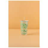 Waba B32 Glass Mug With Lid + Straw-Green