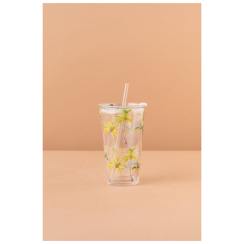 Waba B36 Glass Mug With Lid + Straw-Light Green