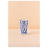 Waba B37 Glass Mug With Lid + Straw-Blue